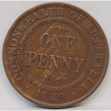 AUSTRALIA 1920 . ONE 1 PENNY . DOUBLE DOT
